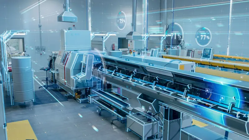 Prodaso product-page image: a production hall of connected machines with a data overlay.