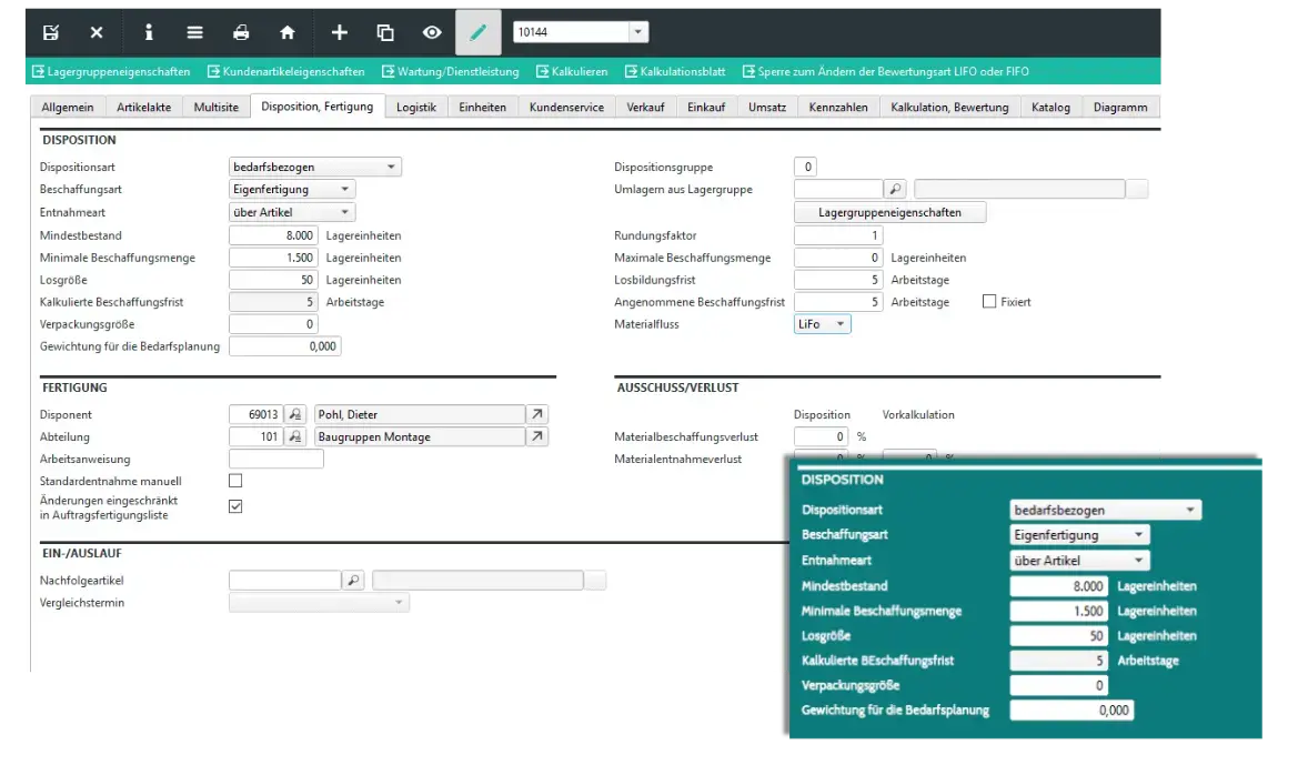 Abas ERP Disposition Bestandsoptimierung