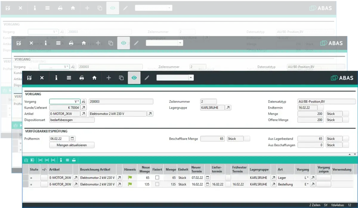 Abas ERP Disposition Termintreue