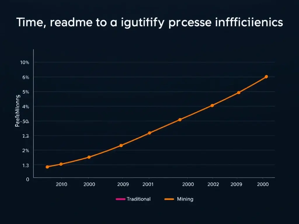 A graph illustrating the time taken to identify process inefficiencies and improvement opportunities, comparing the traditional approach with the accelerated insights gained through Process Mining.
