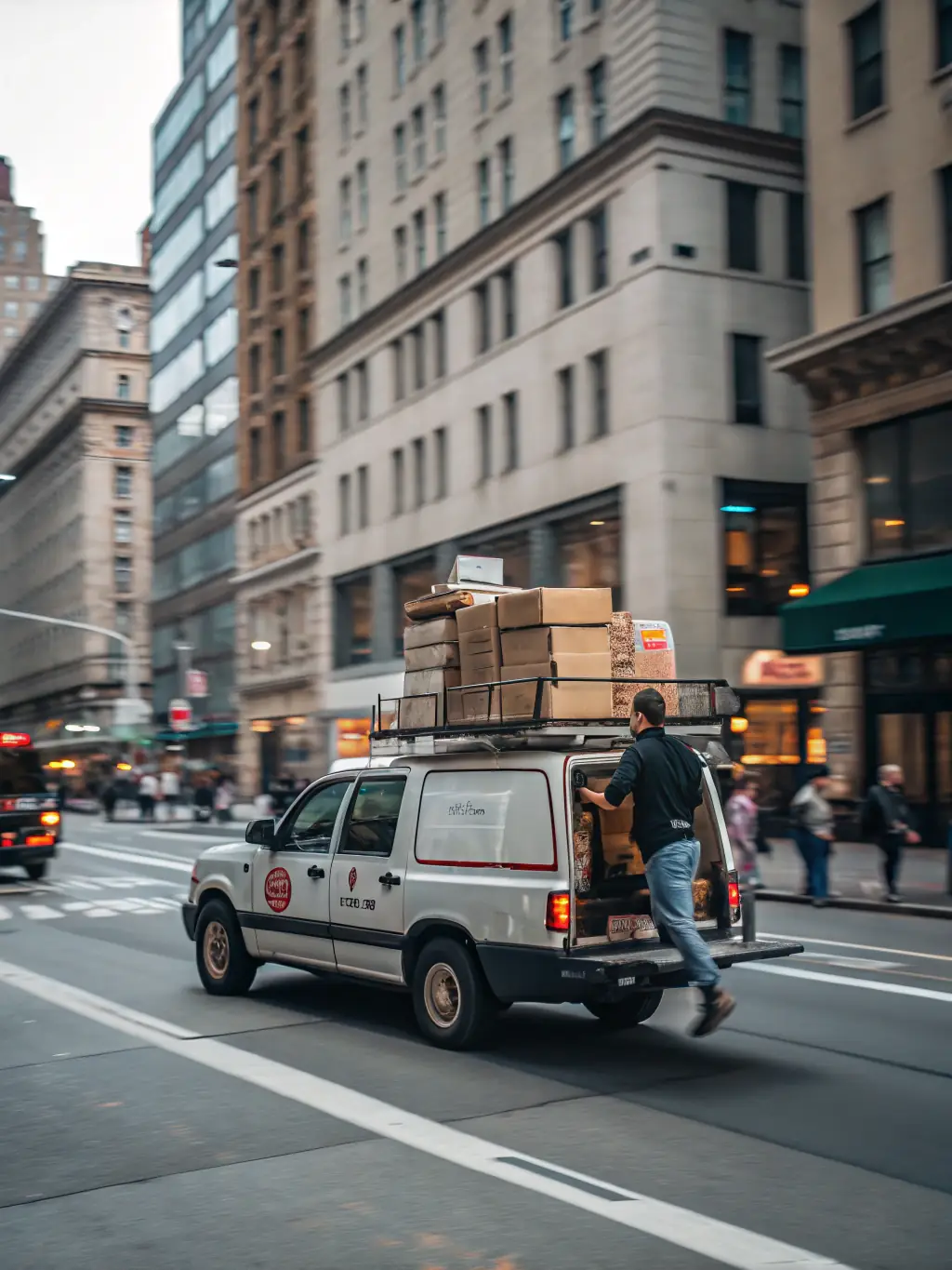 A delivery truck stuck in traffic, symbolizing the delivery risks and customer dissatisfaction resulting from unreliable production schedules.