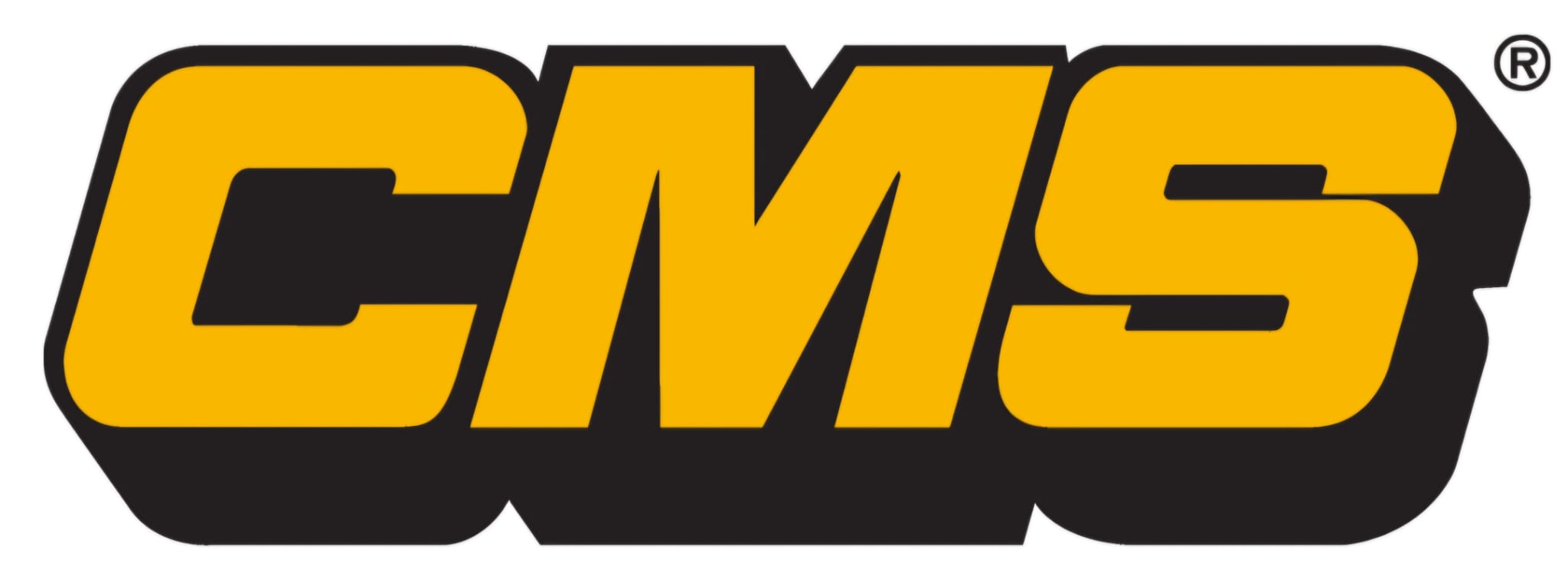 GMS logo bold yellow letters with a black shadow the brand name shown prominently